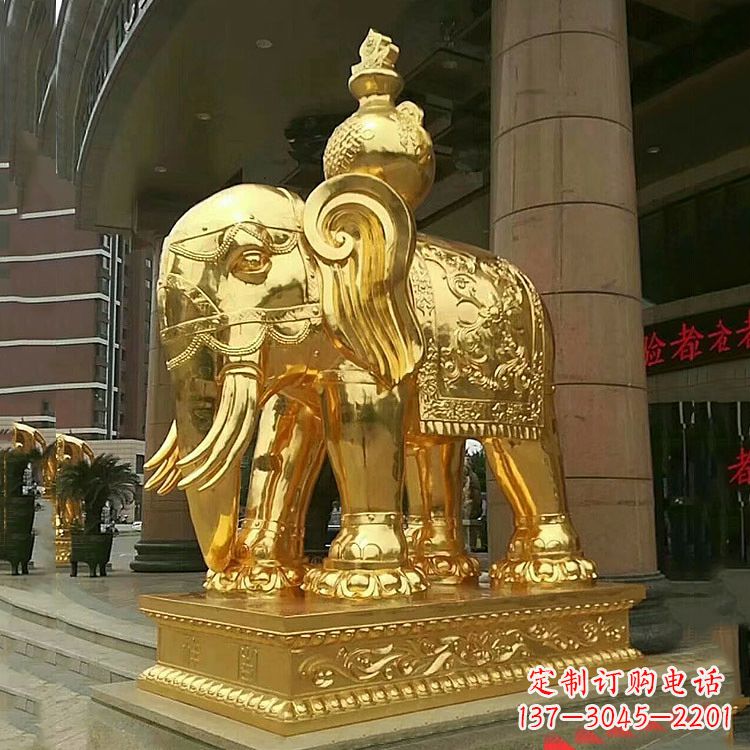 合肥鎏金大门大象铜雕,招财辟邪吉祥动物雕塑