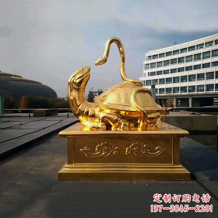 合肥鎏金上古神兽玄武动物铜雕塑