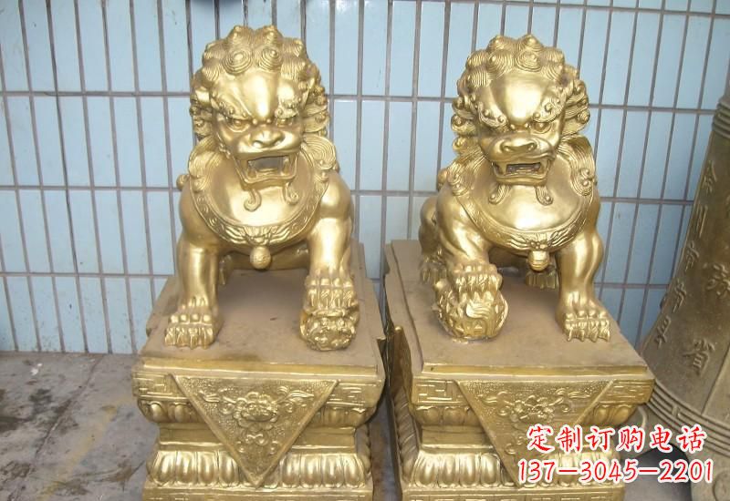 合肥北京狮子雕塑,高雅典雅的手工鎏金铜制品