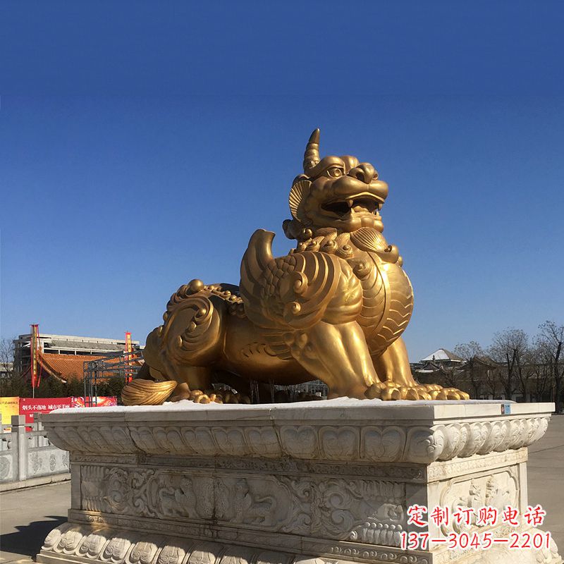 合肥鎏金铜獬豸雕塑-给您的园林更多灵魂