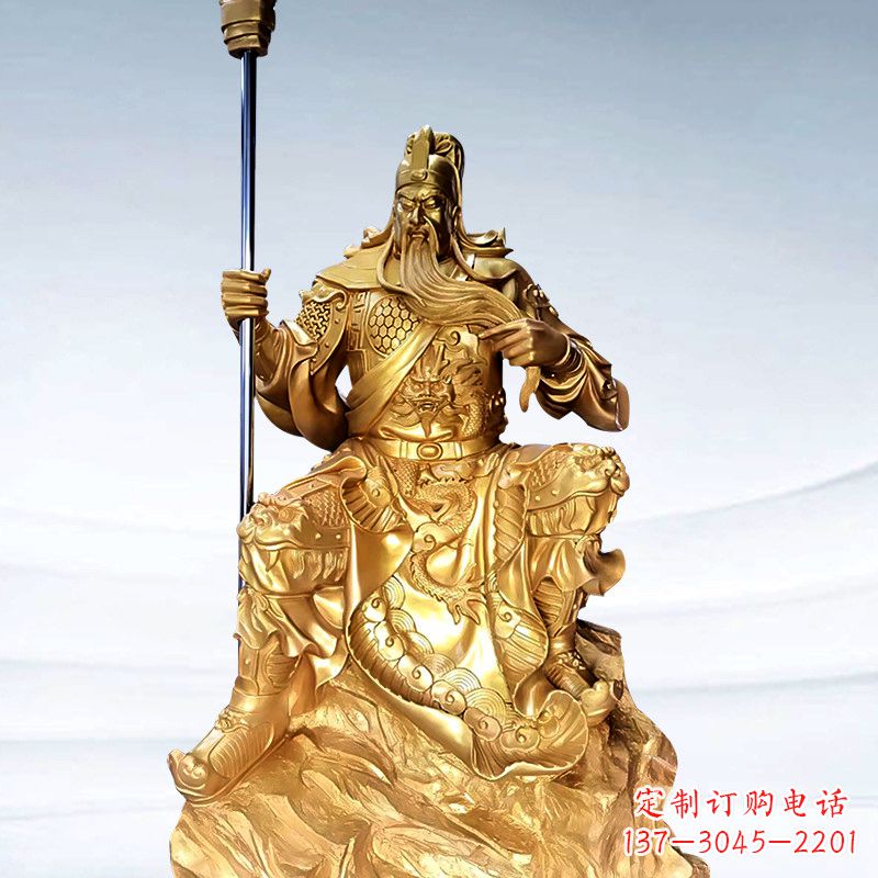 合肥全新鎏金五虎上将关羽铜雕,精致细腻!