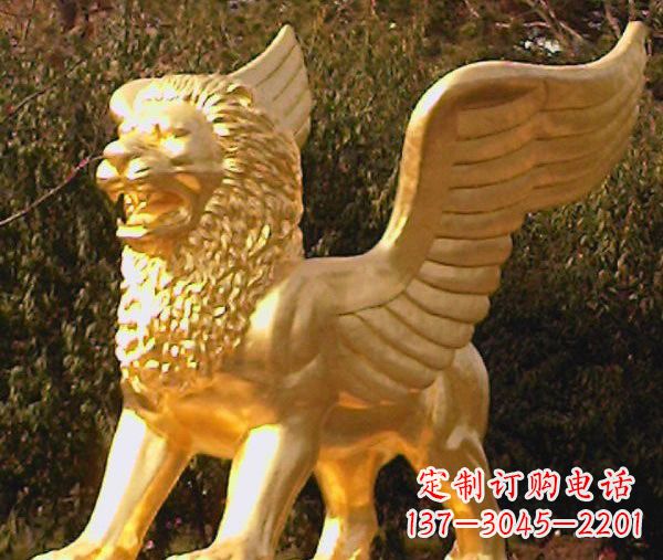 合肥鎏金西洋狮子飞狮铜雕,尊贵非凡