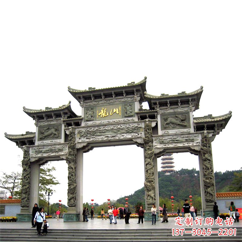 合肥龙山景区大型石头雕塑牌楼,定制之选
