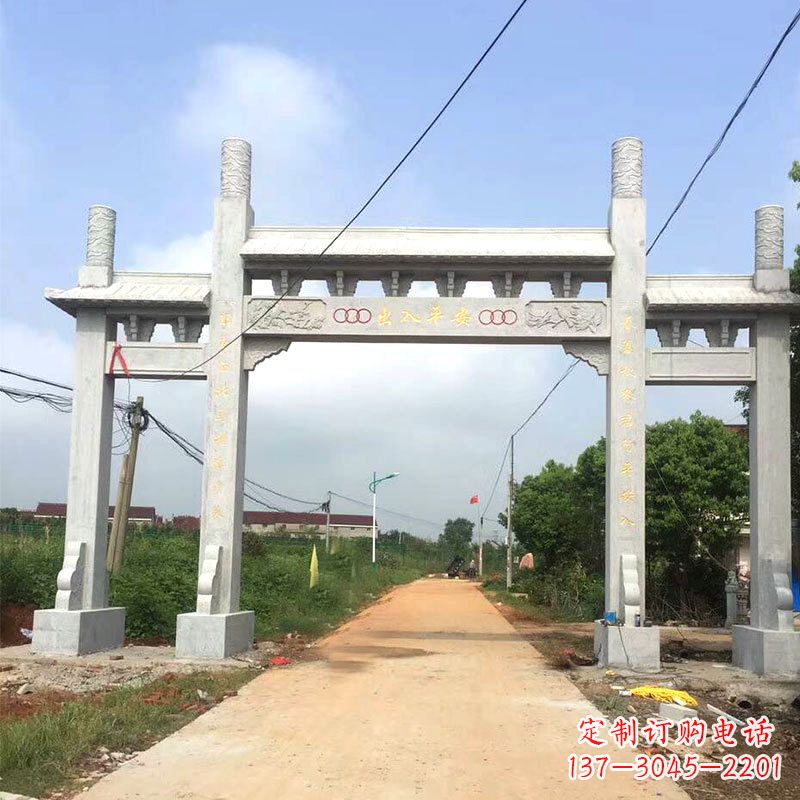 合肥路口三间四柱无楼石牌坊雕塑制作