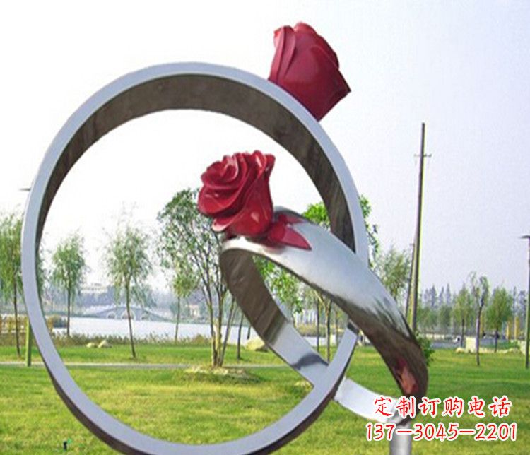 合肥玫瑰戒指不锈钢雕塑