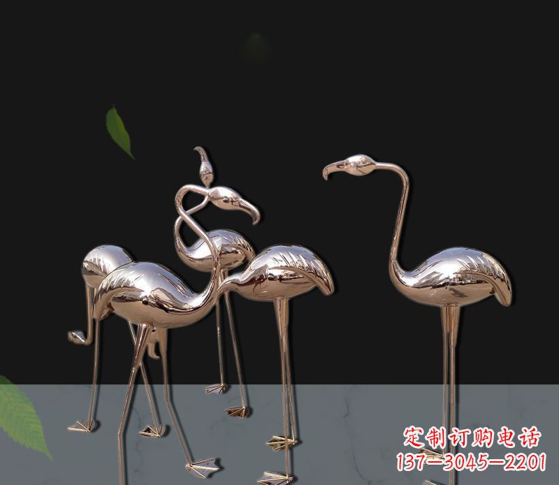 合肥玫瑰金不锈钢火烈鸟雕塑