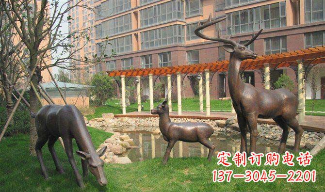 合肥梅花鹿小区景观动物铜雕