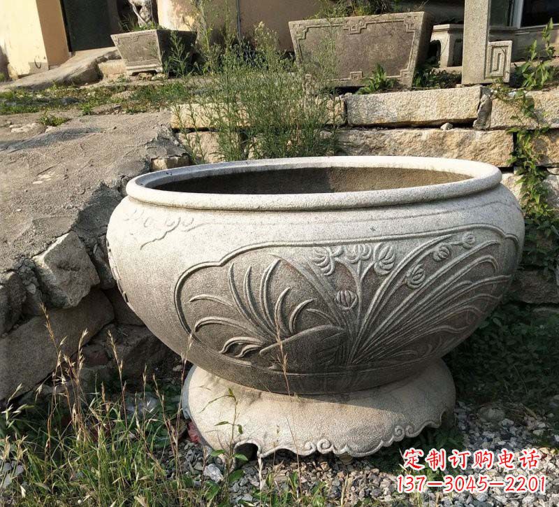 合肥中领雕塑梅兰竹菊浮雕石水缸