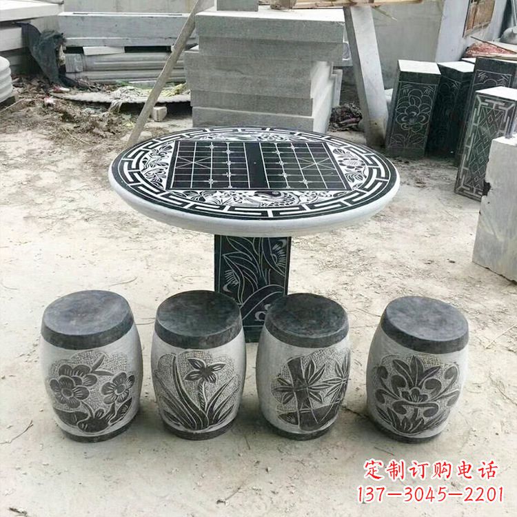 合肥精美梅兰竹菊形石桌凳,无与伦比的艺术美感