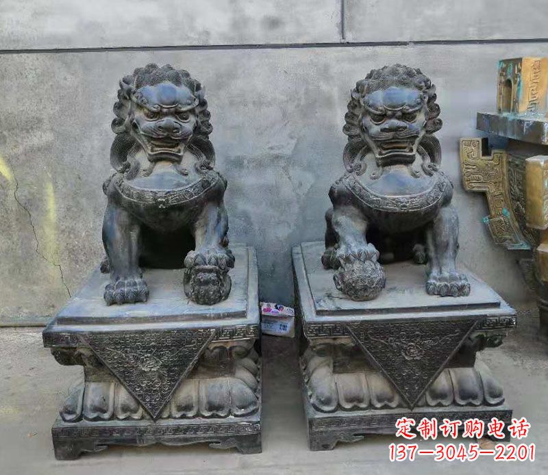 合肥门口踩球狮子铜雕
