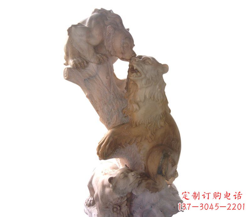 合肥母子狗熊石雕公园动物雕塑