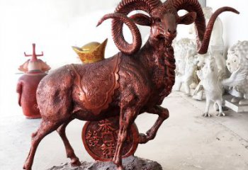 合肥红阳开泰精美的缅甸铜山羊雕塑