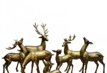 合肥精致精美，欣赏黄铜色鹿群雕塑