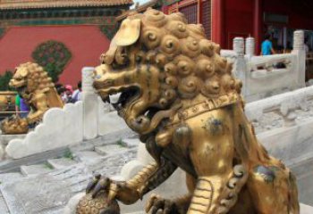 合肥黄铜狮子故宫狮雕塑，高端定制艺术品