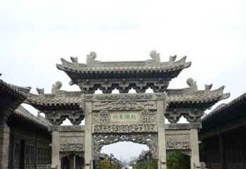 合肥特色街道三门石雕牌楼雕塑