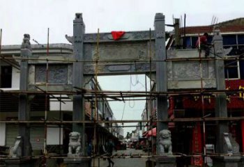 合肥中领雕塑-精美街道三门石雕牌楼