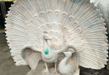 合肥汉白玉孔雀雕塑，传统工艺精致塑造