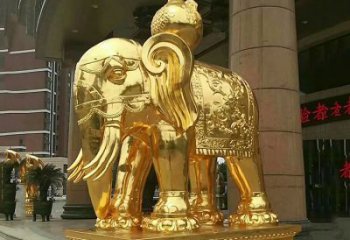 合肥鎏金大门大象铜雕，招财辟邪吉祥动物雕塑