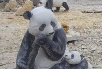 合肥母子熊猫石雕仿真动物雕塑
