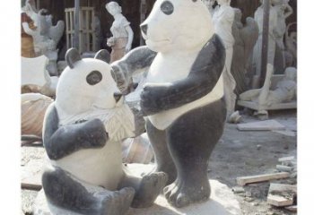 合肥母子熊猫石雕，传达真挚的亲情