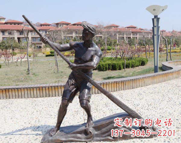 合肥男子划船铜雕塑
