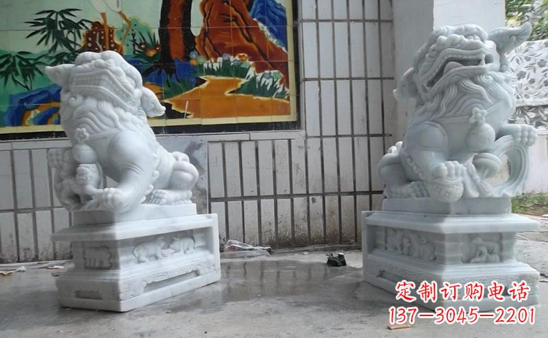合肥南狮汉白玉狮子石雕