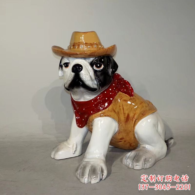 合肥任性可爱的牛仔造型斗牛犬雕塑