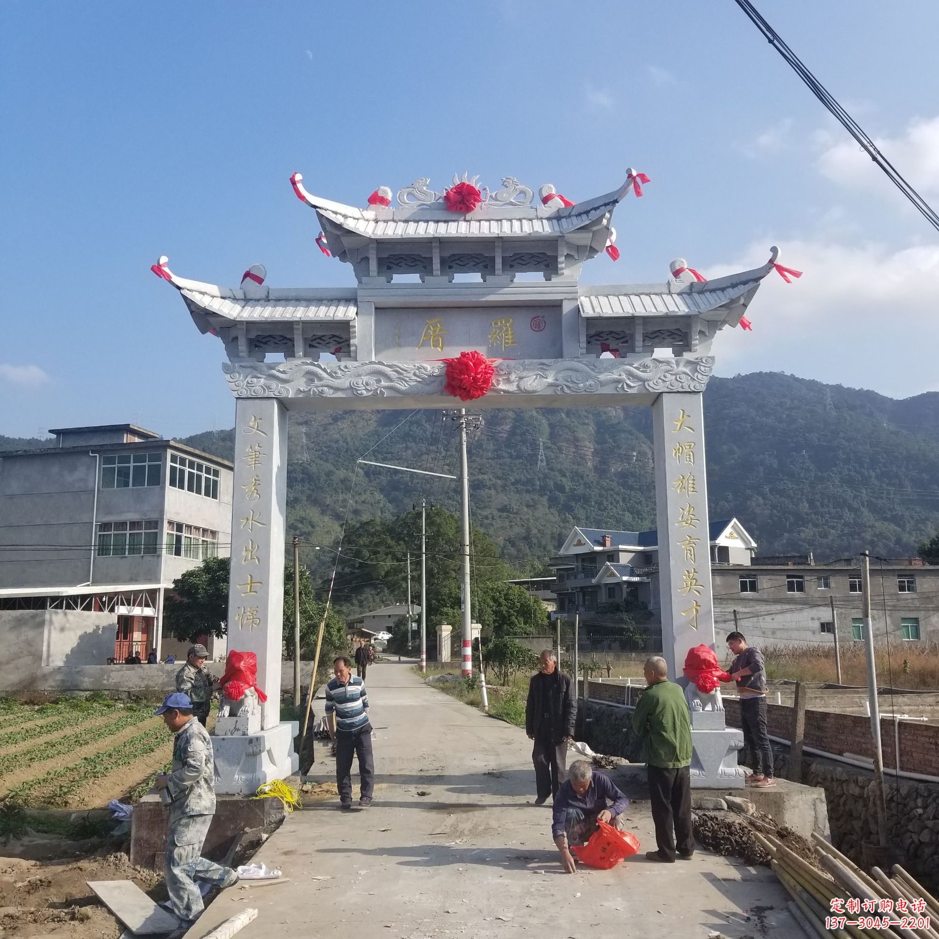 合肥定制精美农村单门石牌坊雕塑