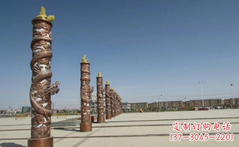 合肥中领雕塑|专业定制盘龙柱广场柱子铜雕