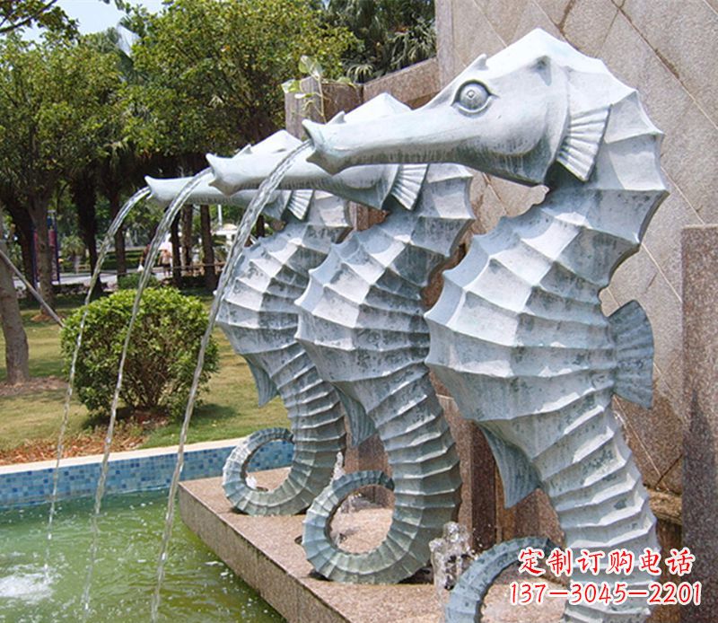 合肥喷水海马石雕,精致美观的精灵马雕塑
