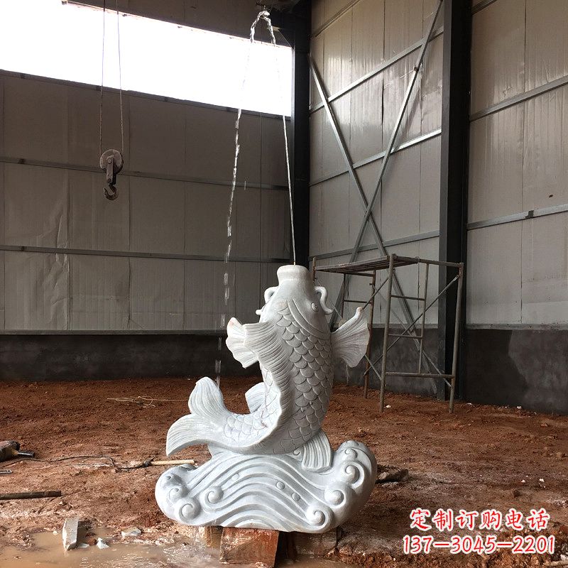 合肥喷水鲤鱼汉白玉石雕