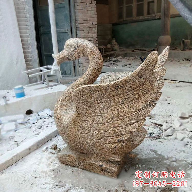 合肥应用天鹅花岗岩制作的喷水雕塑