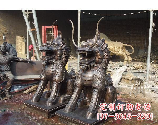 合肥中领雕塑打造精美辟邪麒麟铜雕