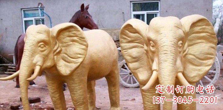合肥漆金巨型大象雕塑,由中领雕塑厂家定制制作…