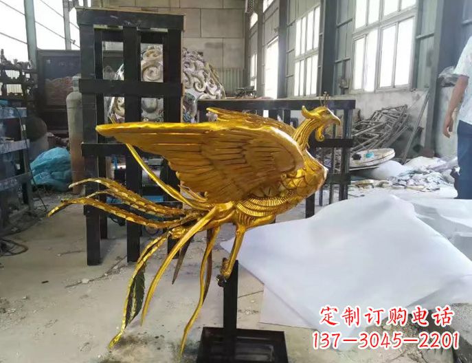 合肥精美凤凰雕塑漆金无双