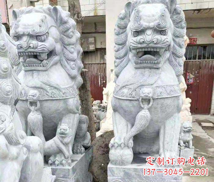 合肥企业景观大理石狮子石雕 (2)