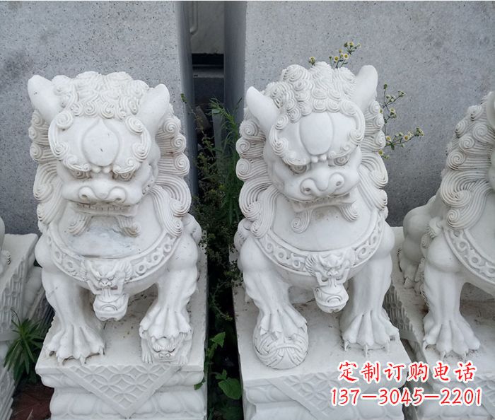 合肥企业景观大理石狮子石雕 (5)