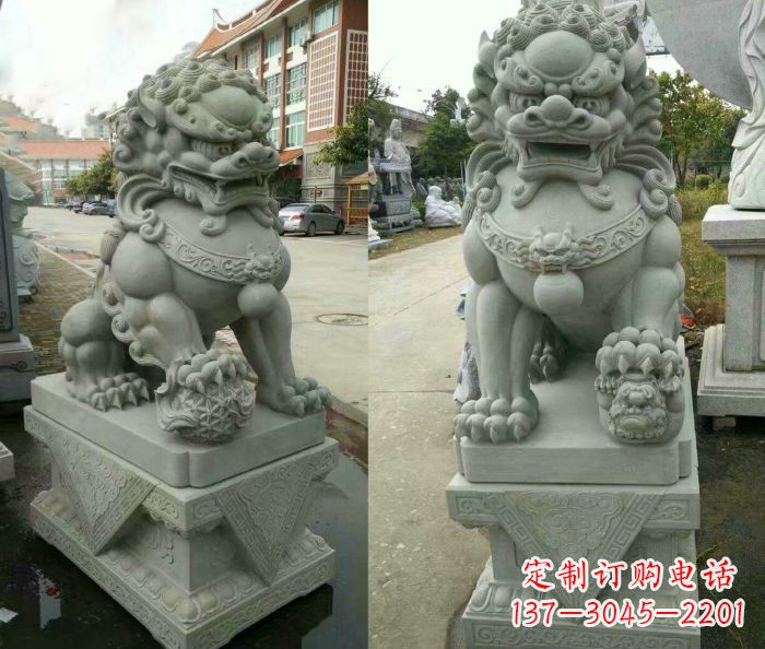 合肥企业景观大理石狮子石雕 (12)
