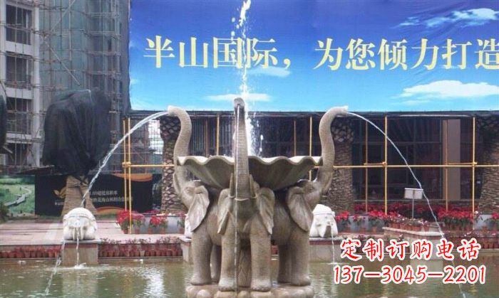 合肥室内外精美小象喷泉石雕