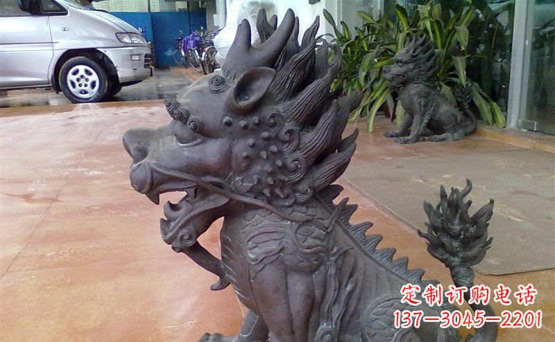 合肥企业门口麒麟铸铜神兽铜雕