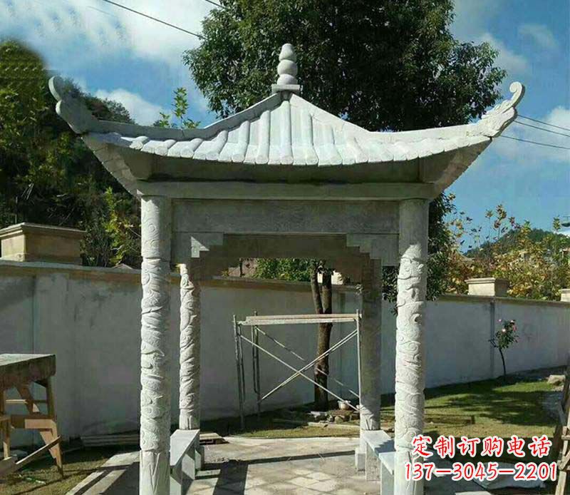 合肥精美绝伦的青石单层四角凉亭雕塑