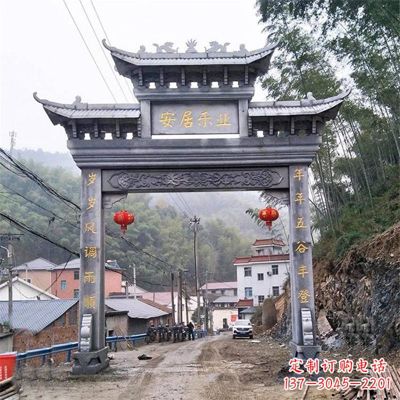 合肥青石单门石牌坊——精美传承中国传统文化雕塑