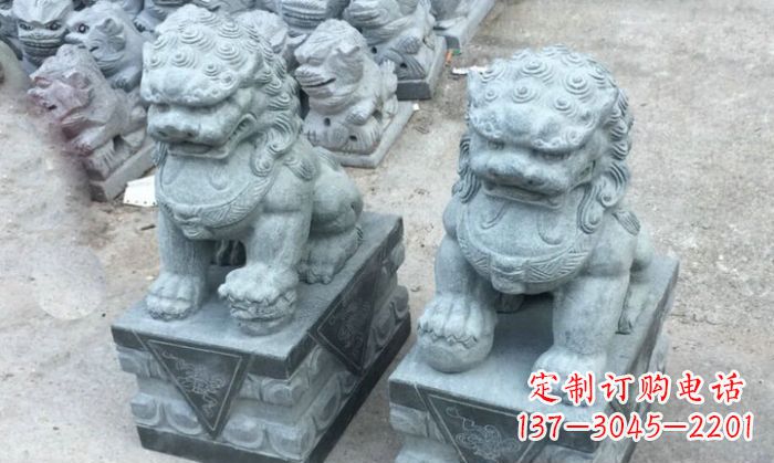合肥青石小狮子门口石雕,精美传统风格
