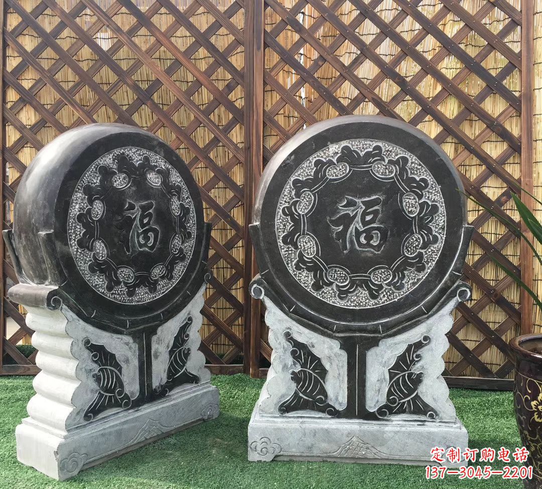合肥青石仿古福字抱鼓雕塑，让您的家园更加美观