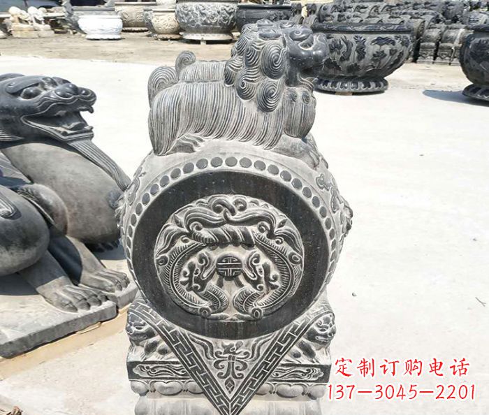 合肥青石仿古狮子门墩门口镇宅石雕