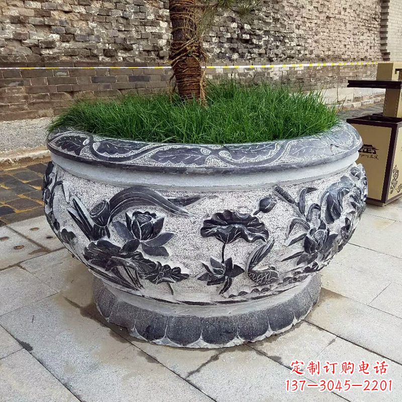 合肥青石仿古风格的花盆雕塑