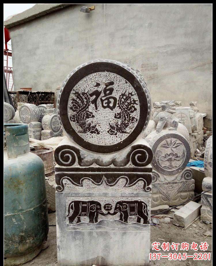 合肥青石凤凰浮雕抱鼓石,精致历久弥新