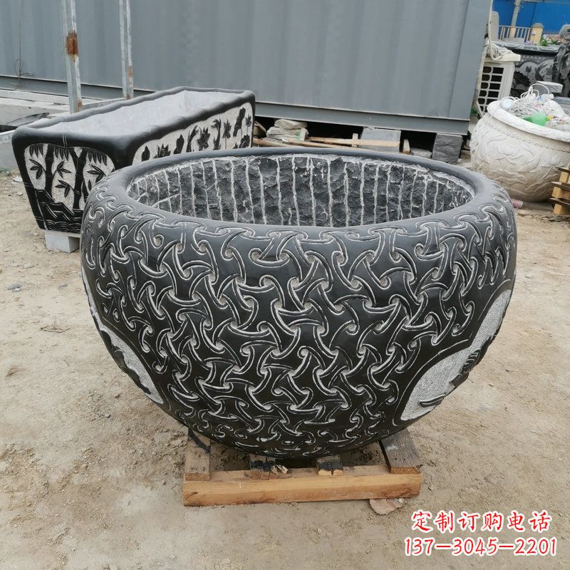 合肥青石复古风花盆雕塑