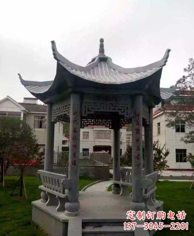 合肥精美绝伦青石六角凉亭雕塑