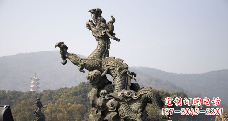 合肥中领雕塑|传统青铜神龙出水铜雕